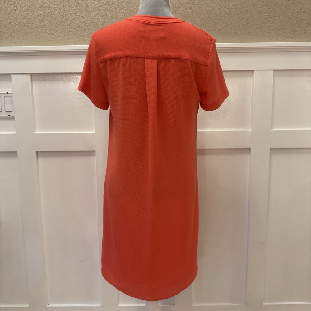 Michael Kors Women's Size:S Mini Dress Short Sleeve Gold Chain Detail Orange Red - Picture 5 of 12